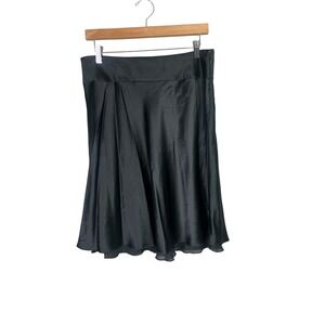 Kate Hill black Silk a line skirt size 10 edgy  whimsical office cute artsy